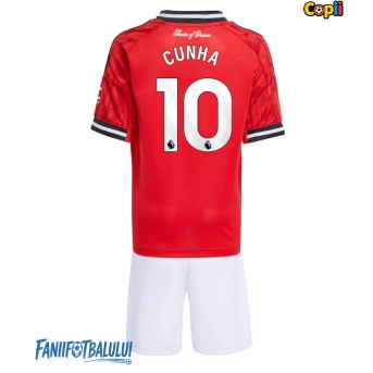 Manchester United Matheus Cunha #10 Echipament de Fotbal Replică 2025-26 Copii Acasa (+ Șorturi)